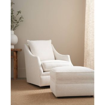 Quick Ship Kara Swivel Glider Chair in Nomad Snow - Rowe Furniture